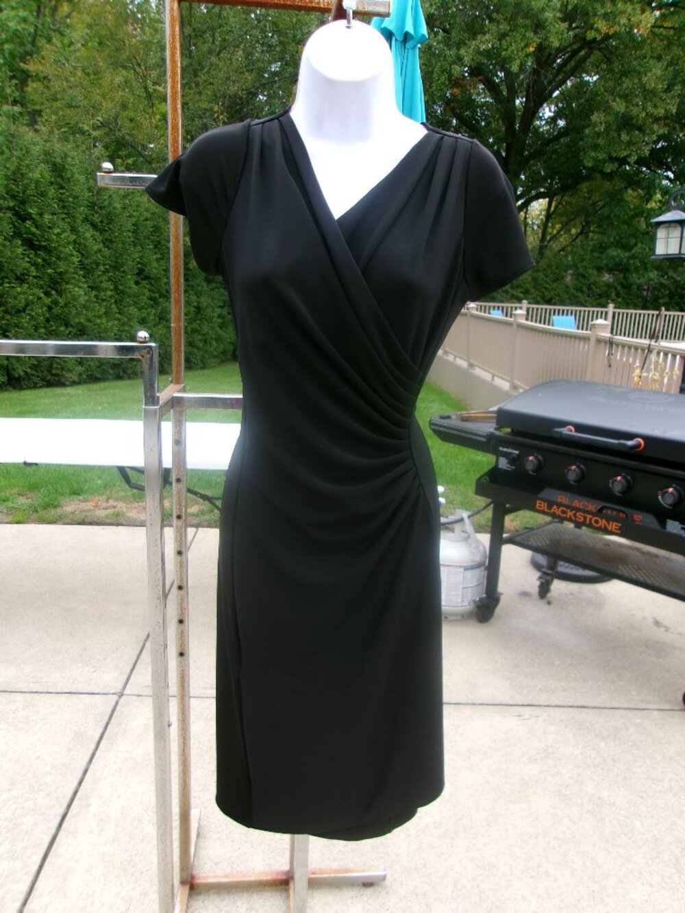 NWOT TALBOTS BLACK RUCHED KNIT DRESS S